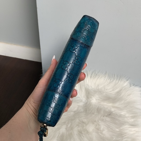 Authentic Gucci large leather zippy wallet custom dyed blue - Picture 11 of 17